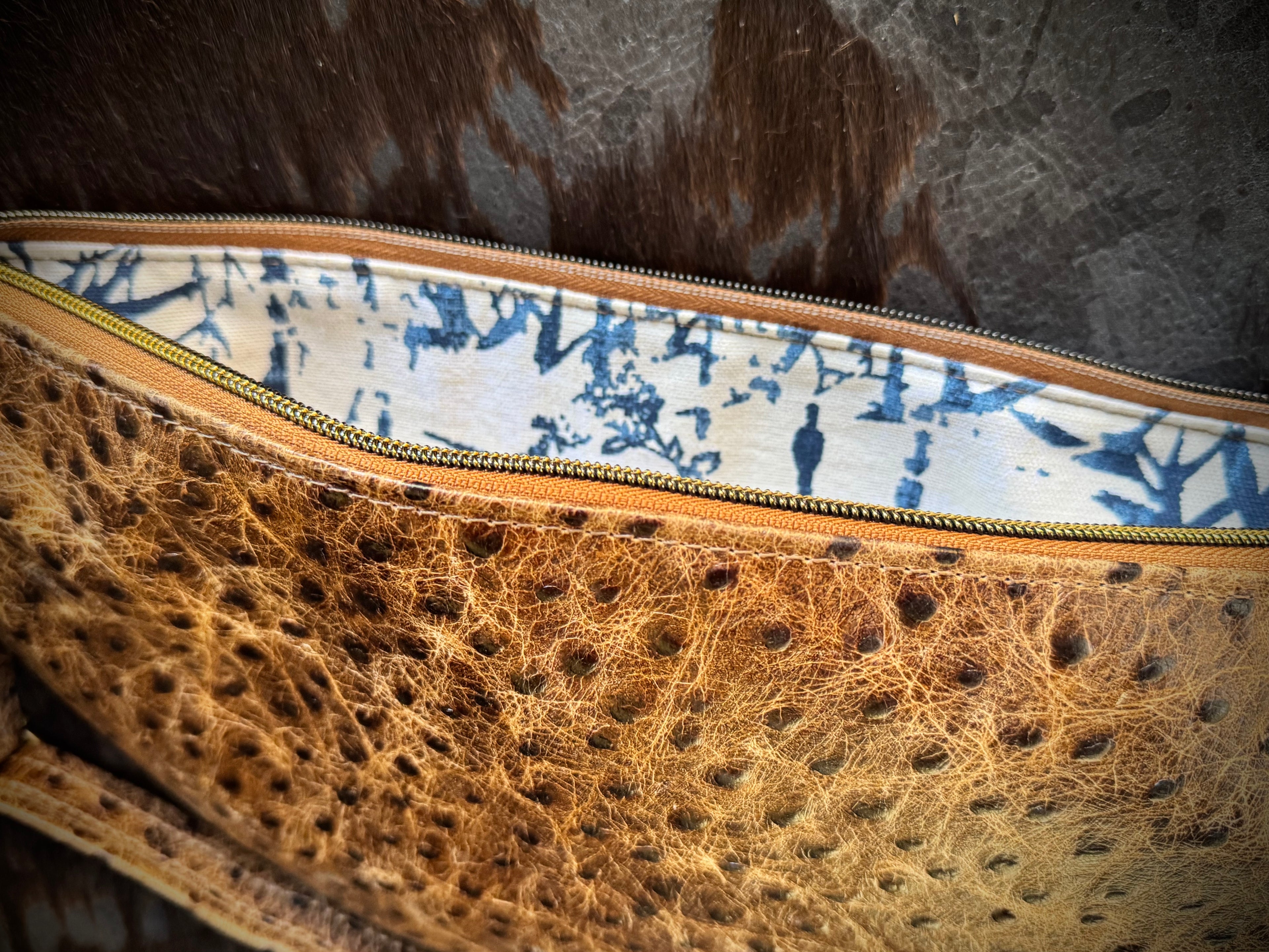 Half Moon Crossbody - Ostrich Stamped