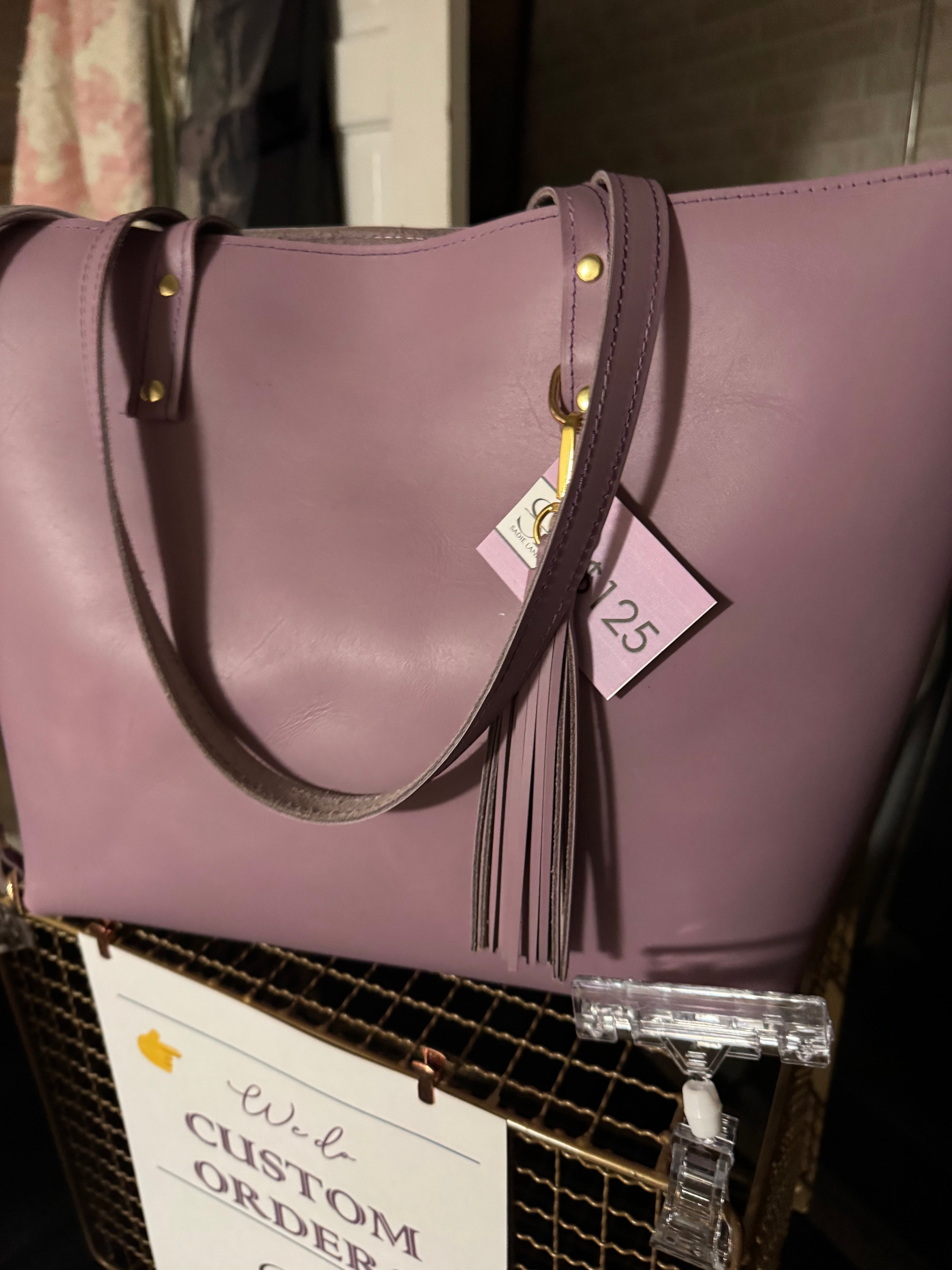 Leather Tote-Large - Lilac